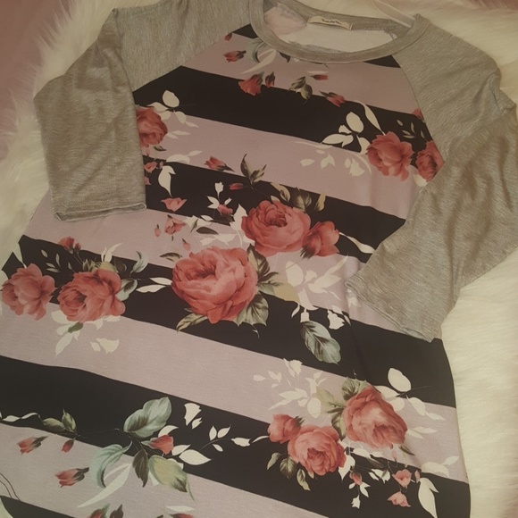 Last one Floral and Stripe Top Large!. - Picture 2 of 3